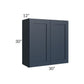 RTA Southport Blue Shaker 30" x 30" Wall Cabinet with Glass Door