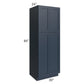 RTA Southport Blue Shaker 30" x 84" Wall Pantry with 1 Side Decorative End Panel