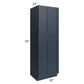 RTA Southport Blue Shaker 30" x 90" Wall Pantry with 1 Side Decorative End Panel and 2 Roll Out Trays