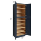 RTA Southport Blue Shaker 30" x 90" Wall Pantry with 2 Sides Decorative End Panels and 3 Roll Out Trays