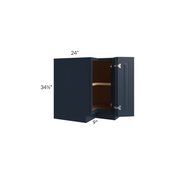 RTA Southport Blue Shaker 33" Corner Base Cabinet (Trays sold separately for a Lazy Susan application) with 1 Decorative End Panel