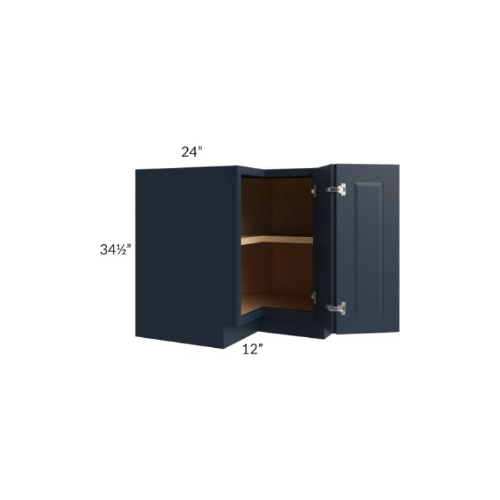 RTA Southport Blue Shaker 36" Corner Base Cabinet (Trays sold separately for a Lazy Susan application) with 2 Decorative End Panels