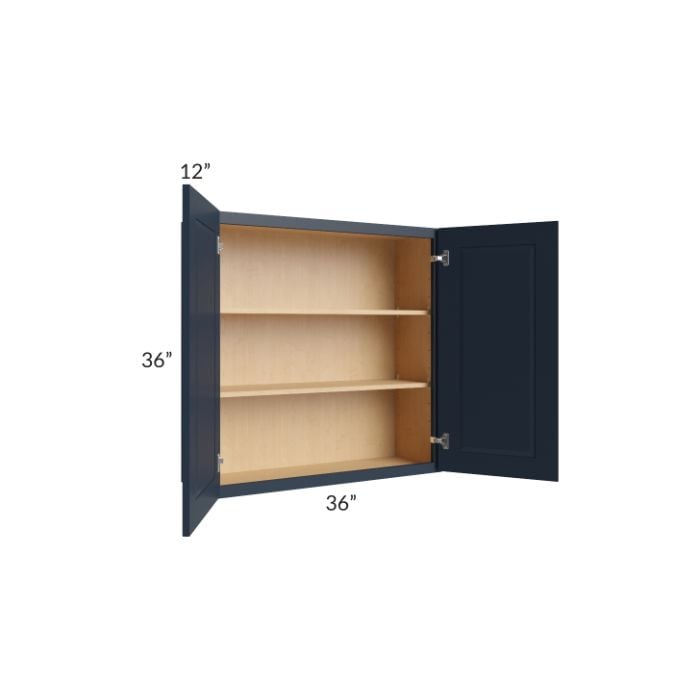RTA Southport Blue Shaker 36" x 36" Wall Cabinet with Glass Door
