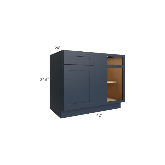 RTA Southport Blue Shaker 45" Blind Base Cabinet with 1 Decorative End Panel