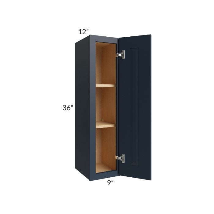 RTA Southport Blue Shaker 9" x 36" Wall Cabinet with 1 Decorative End Panel