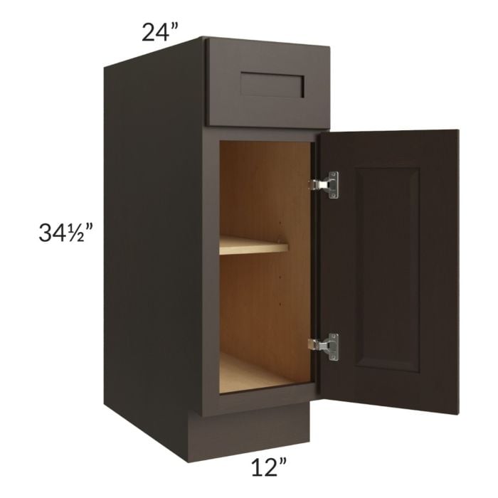 RTA Southport Espresso Shaker 12" Base Cabinet with 1 Decorative End Panel