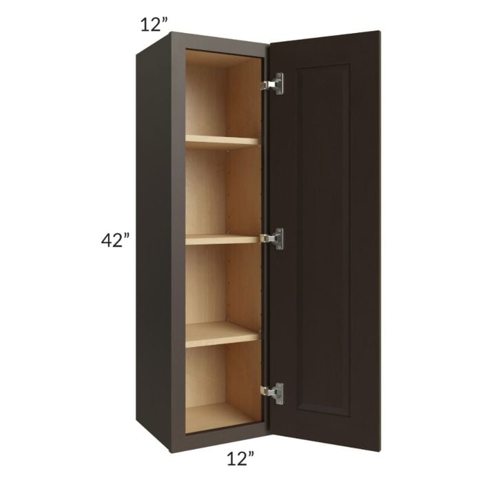 RTA Southport Espresso Shaker 12" x 42" Wall Cabinet with 2 Decorative End Panels