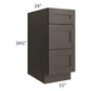 RTA Southport Espresso Shaker 15" 3-Drawer Base Cabinet with 2 Decorative End Panels
