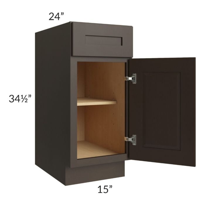 RTA Southport Espresso Shaker 15" Base Cabinet with 2 Decorative End Panels