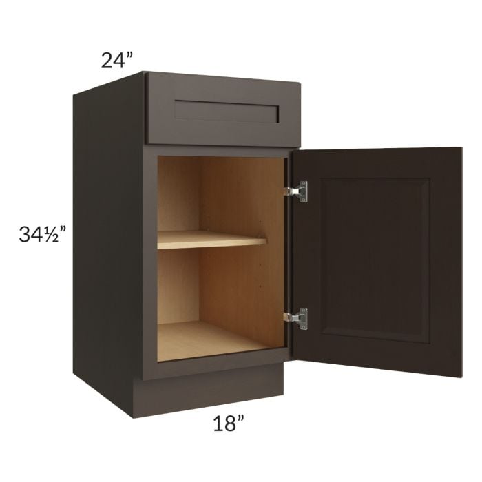 RTA Southport Espresso Shaker 18" Base Cabinet with 1 Decorative End Panel and 1 Roll Out Tray