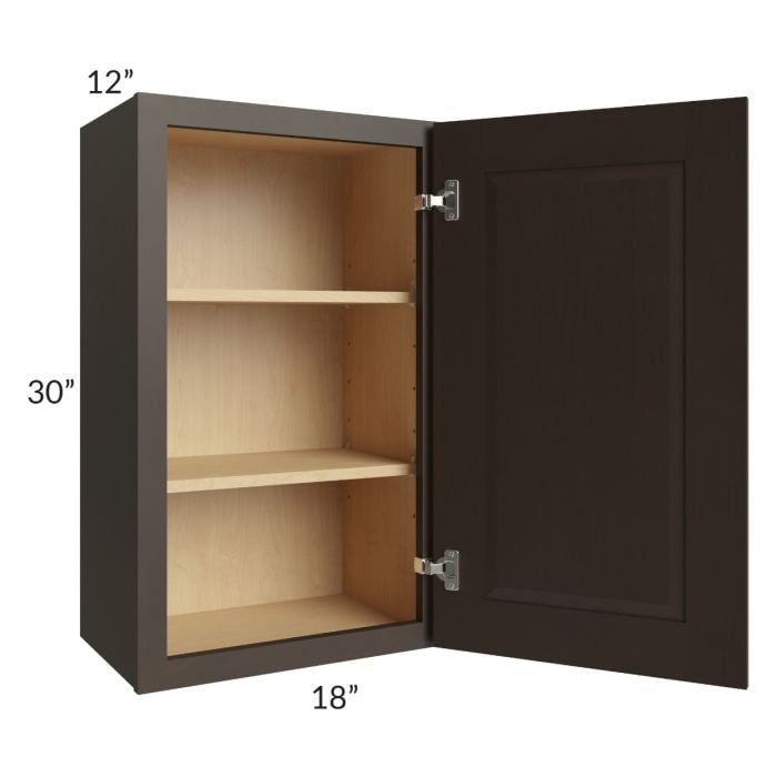 RTA Southport Espresso Shaker 18" x 30" Wall Cabinet with 1 Decorative End Panel