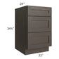 RTA Southport Espresso Shaker 21" 3-Drawer Base Cabinet