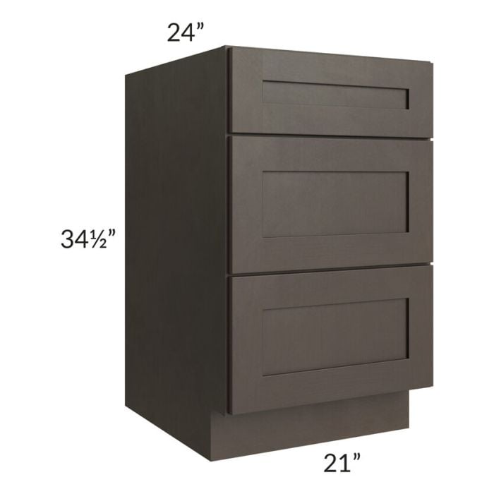 RTA Southport Espresso Shaker 21" 3-Drawer Base Cabinet