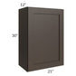 RTA Southport Espresso Shaker 21" x 30" Wall Cabinet with 1 Decorative End Panel and Glass Door