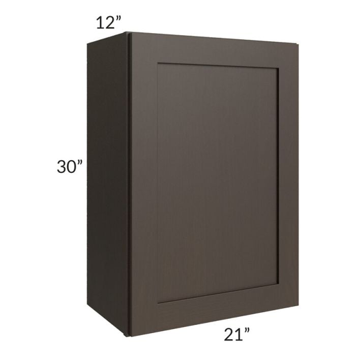 RTA Southport Espresso Shaker 21" x 30" Wall Cabinet with 1 Decorative End Panel and Glass Door