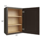 RTA Southport Espresso Shaker 21" x 30" Wall Cabinet with 1 Decorative End Panel and Glass Door