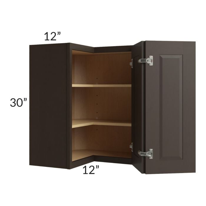 RTA Southport Espresso Shaker 24" x 30" Easy Reach Corner Wall Cabinet with 1 Decorative End Panel