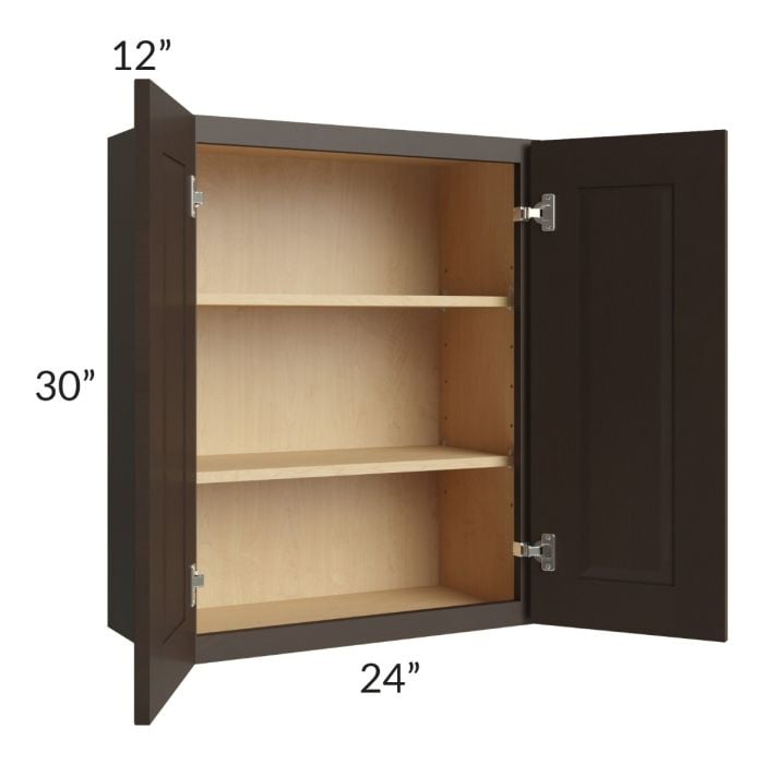 RTA Southport Espresso Shaker 24" x 30" Wall Cabinet with 2 Decorative End Panels