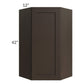 RTA Southport Espresso Shaker 24" x 42" Wall Diagonal Corner Cabinet with 2 Decorative End Panels and Glass Door