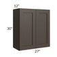 RTA Southport Espresso Shaker 27" x 30" Wall Cabinet with 1 Decorative End Panel and Glass Door