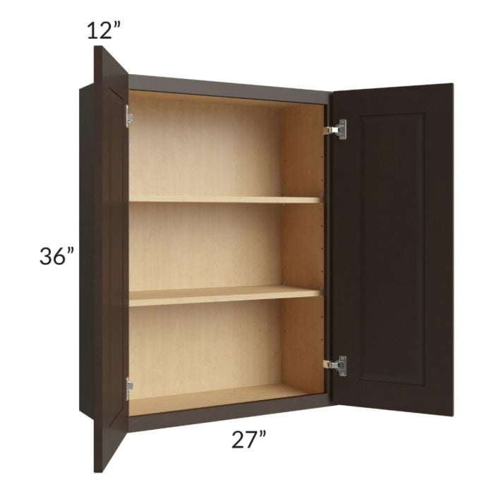 RTA Southport Espresso Shaker 27" x 36" Wall Cabinet with 1 Decorative End Panel