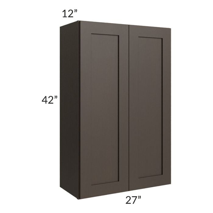 RTA Southport Espresso Shaker 27" x 42" Wall Cabinet with 2 Decorative End Panels