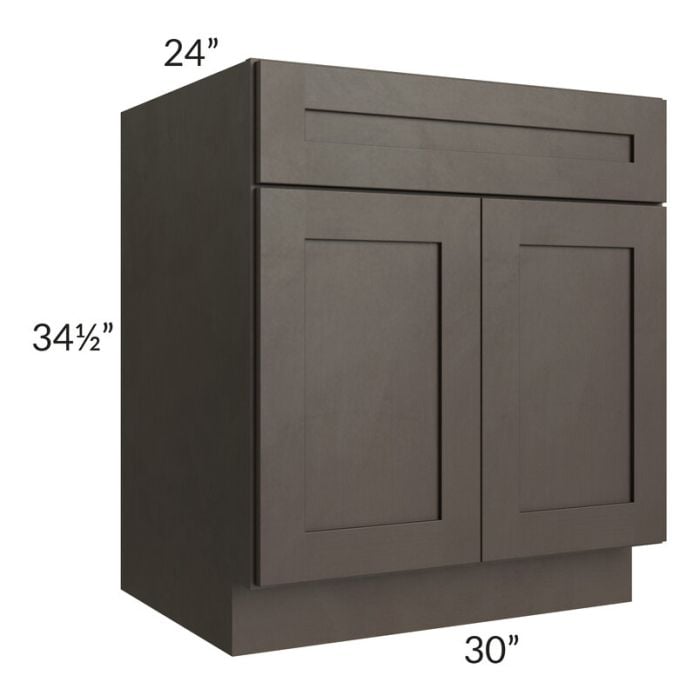RTA Southport Espresso Shaker 30" Base Cabinet with 2 Decorative End Panels and 2 Roll Out Trays