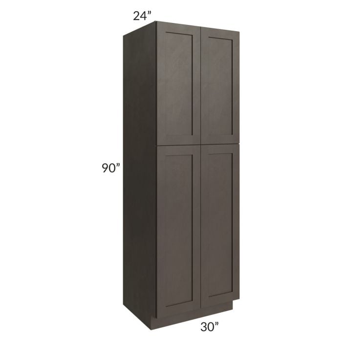 RTA Southport Espresso Shaker 30" x 90" Wall Pantry with 2 Sides Decorative End Panels and 4 Roll Out Trays