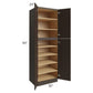 RTA Southport Espresso Shaker 30" x 90" Wall Pantry with 3 Roll Out Trays