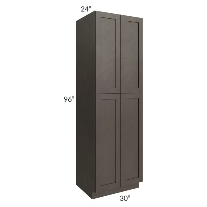 RTA Southport Espresso Shaker 30" x 96" Wall Pantry with 2 Sides Decorative End Panels and 1 Roll Out Tray