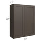 RTA Southport Espresso Shaker 33" x 42" Wall Cabinet with 2 Decorative End Panels and Glass Door