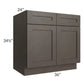 RTA Southport Espresso Shaker 36" Base Cabinet with 2 Roll Out Trays