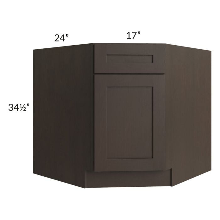 RTA Southport Espresso Shaker 36" Diagonal Corner Sink Base Cabinet with 2 Decorative End Panels