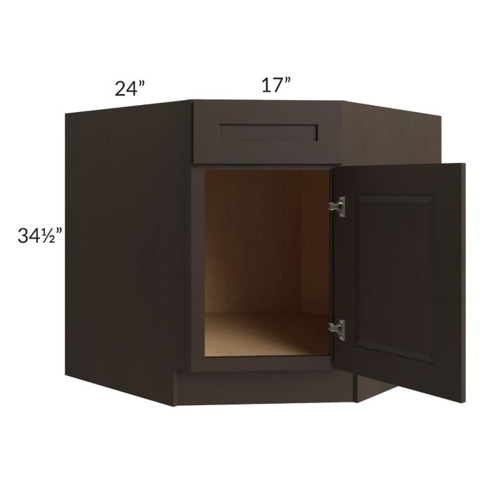 RTA Southport Espresso Shaker 36" Diagonal Corner Sink Base Cabinet with 2 Decorative End Panels