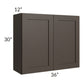 RTA Southport Espresso Shaker 36" x 30" Wall Cabinet with 2 Decorative End Panels and Glass Door