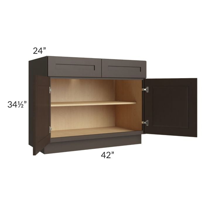 RTA Southport Espresso Shaker 42" Base Cabinet with 1 Decorative End Panel