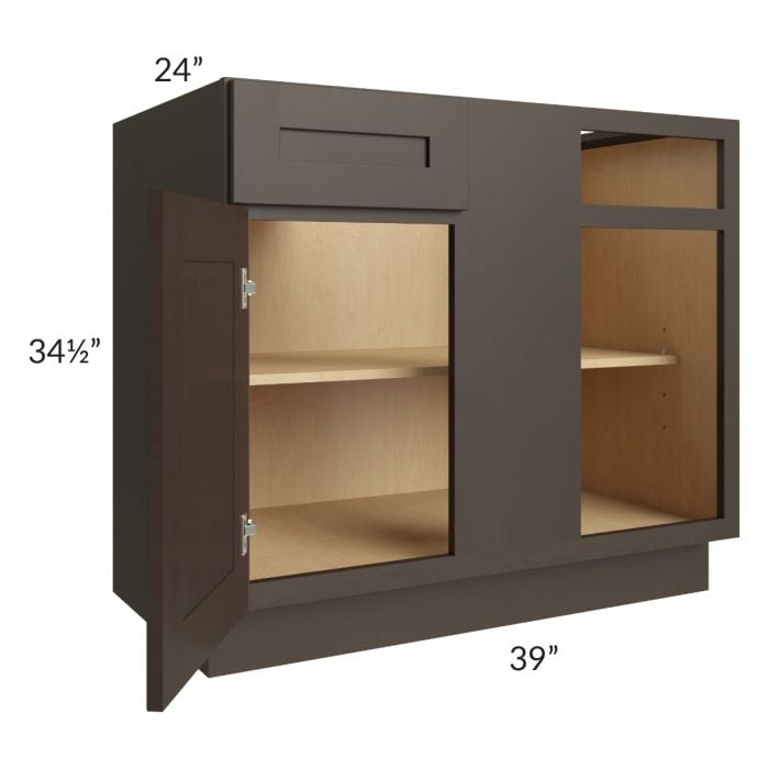 RTA Southport Espresso Shaker 42" Blind Base Cabinet with 1 Decorative End Panel