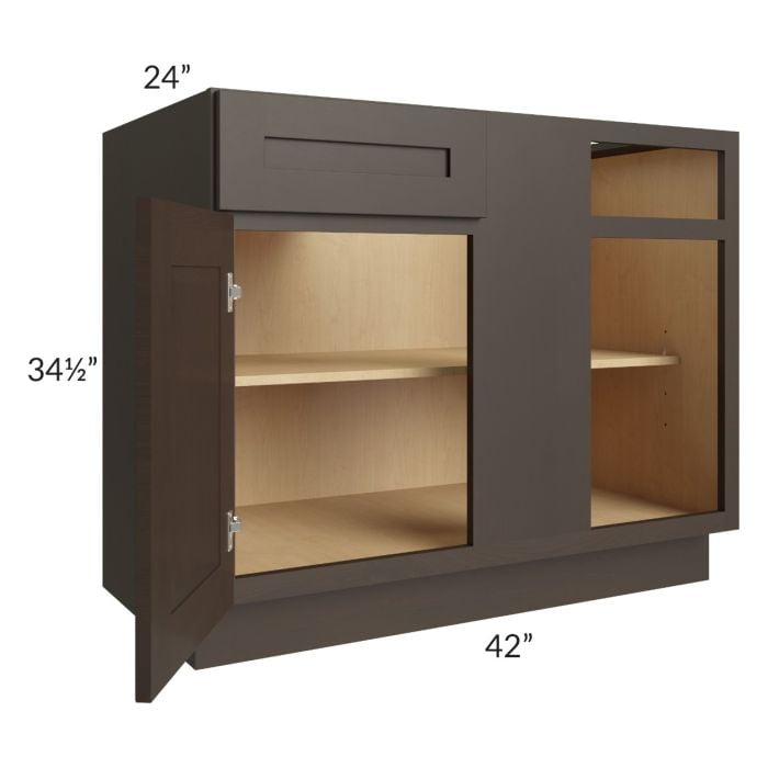 RTA Southport Espresso Shaker 45" Blind Base Cabinet with 1 Decorative End Panel