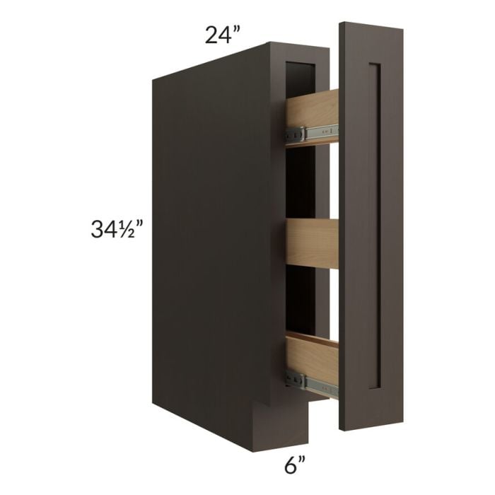 RTA Southport Espresso Shaker 6" Spice Base Cabinet with 1 Decorative End Panel