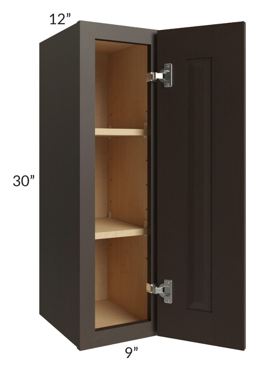 RTA Southport Espresso Shaker 9" x 30" Wall Cabinet with 2 Decorative End Panels