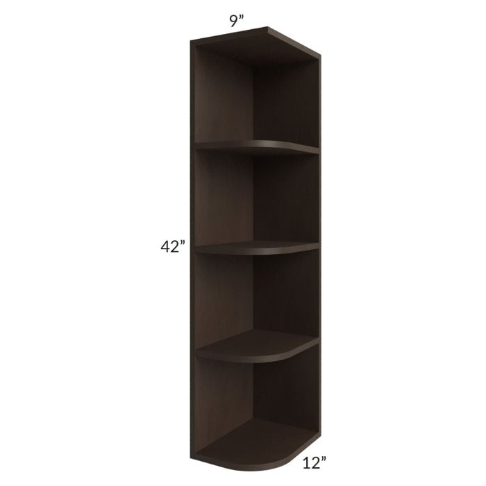 RTA Southport Espresso Shaker 9" x 42" Wall End Shelf Cabinet