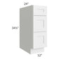 RTA Southport White Shaker 12" 3-Drawer Base Cabinet with 2 Decorative End Panels