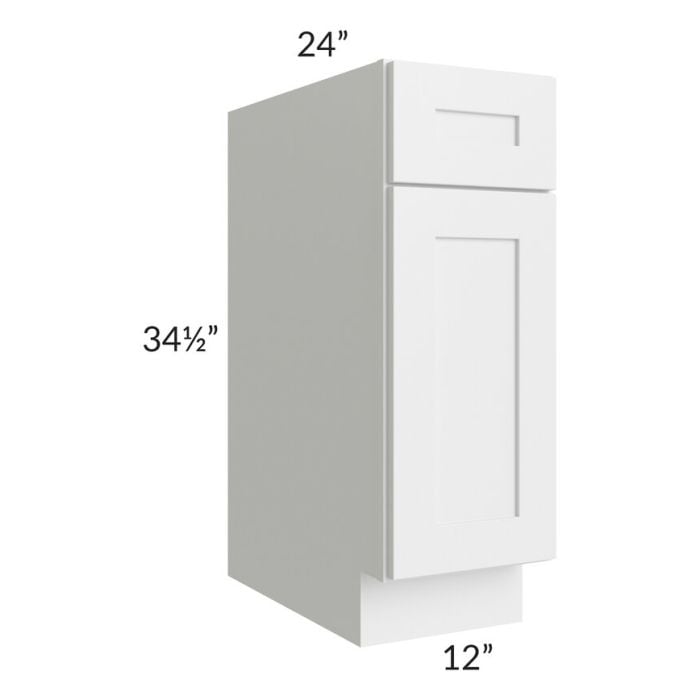 RTA Southport White Shaker 12" Base Cabinet with 1 Decorative End Panel