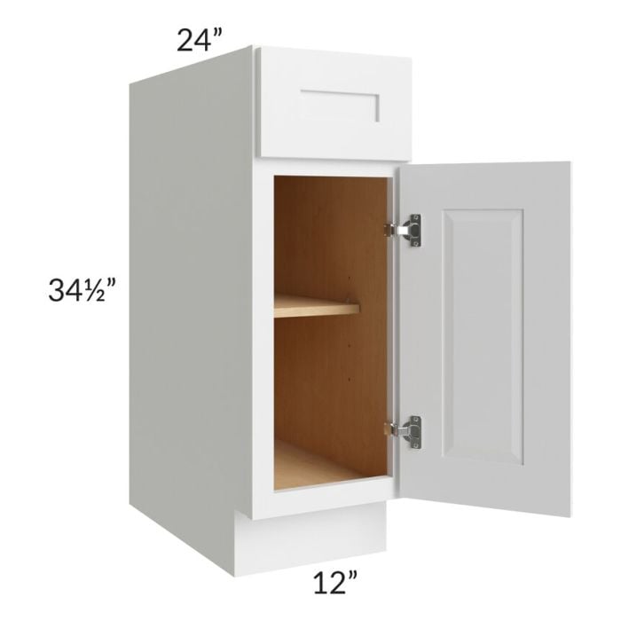 RTA Southport White Shaker 12" Base Cabinet with 1 Decorative End Panel