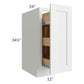 RTA Southport White Shaker 12" Spice Base Cabinet with 1 Decorative End Panel