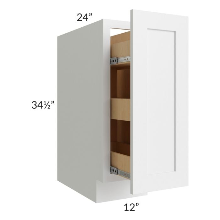 RTA Southport White Shaker 12" Spice Base Cabinet with 1 Decorative End Panel