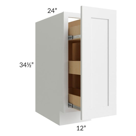 RTA Southport White Shaker 12" Spice Base Cabinet with 1 Decorative End Panel