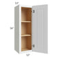 RTA Southport White Shaker 12" x 36" Wall Cabinet with 1 Decorative End Panel and Glass Door