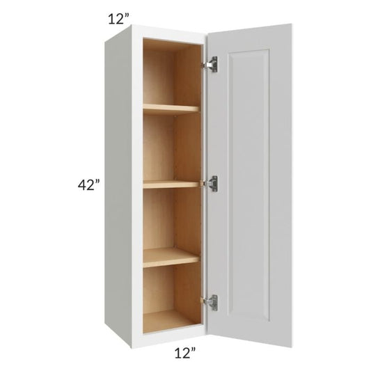RTA Southport White Shaker 12" x 42" Wall Cabinet with Glass Door