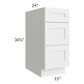 RTA Southport White Shaker 15" 3-Drawer Base Cabinet with 1 Decorative End Panel